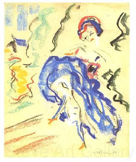 Ernst Ludwig Kirchner Dancer in a blue skirt Spain oil painting art